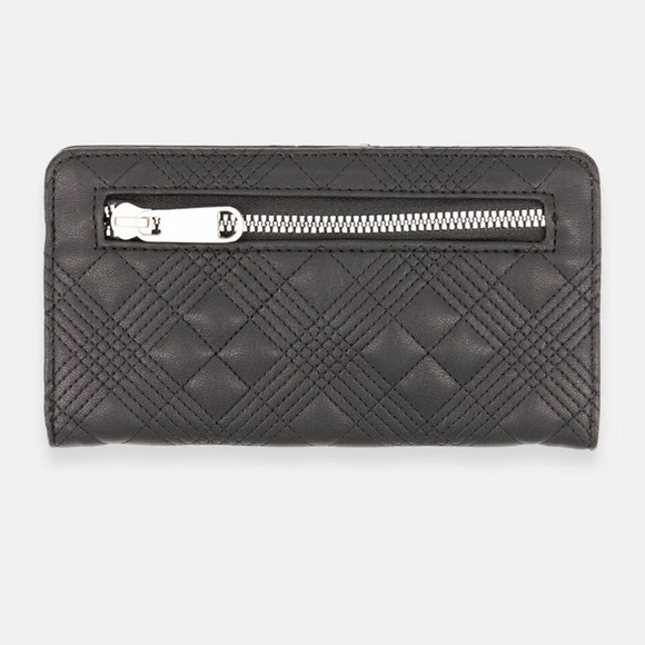 French Connection Black Quilted Zip Around Women's Wallet Large Capacity - Picture 3 of 3